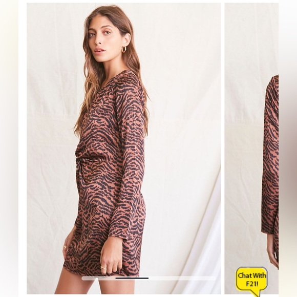 Tiger 🐅 Striped Satin Mini Dress 👗 - Picture 3 of 8